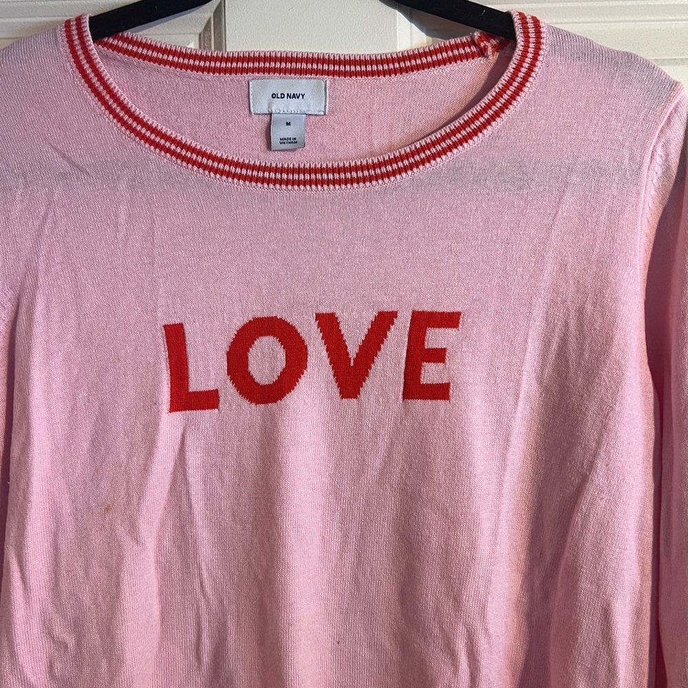 Old Navy Pink Pullover with Red Love Design